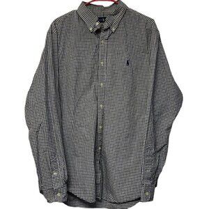 Men's Polo Ralph Lauren Gingham L/S Blue White Green Shirt Size XL EUC #0605